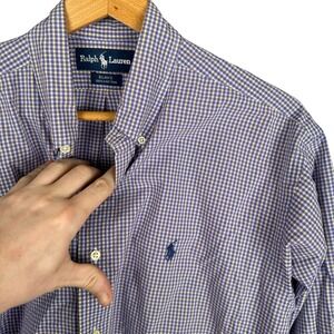 Ralph Lauren Blake Shirt Mens Large Blue Yellow Gingham Check Button Down Cotton